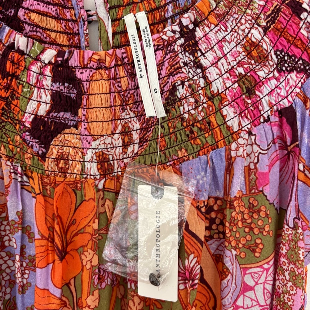 Anthropologie Pink and Orange Ruffled Tiered Maxi Sundress - Picture 5 of 9